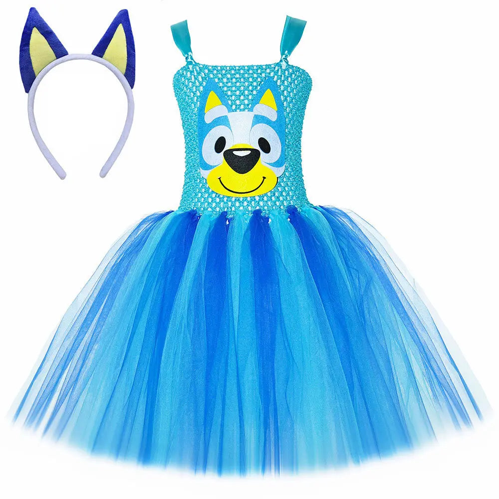 Costume Bluey Enfant - Robe Tutu à Pois