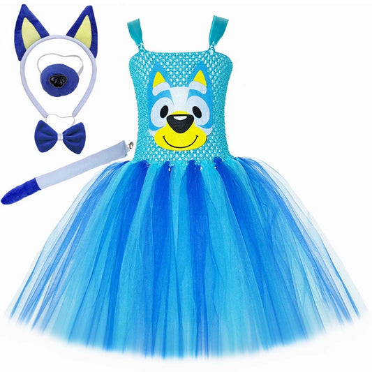Costume Bluey Enfant - Robe Tutu à Pois