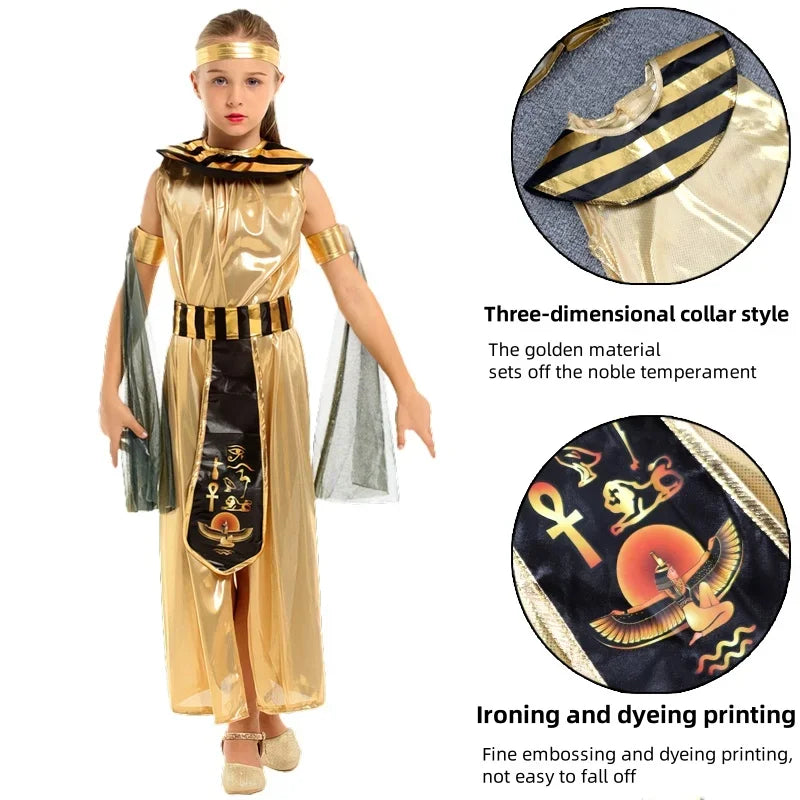 Costume Pharaon Égyptien Parent-Enfant - Cléopâtre Dorée