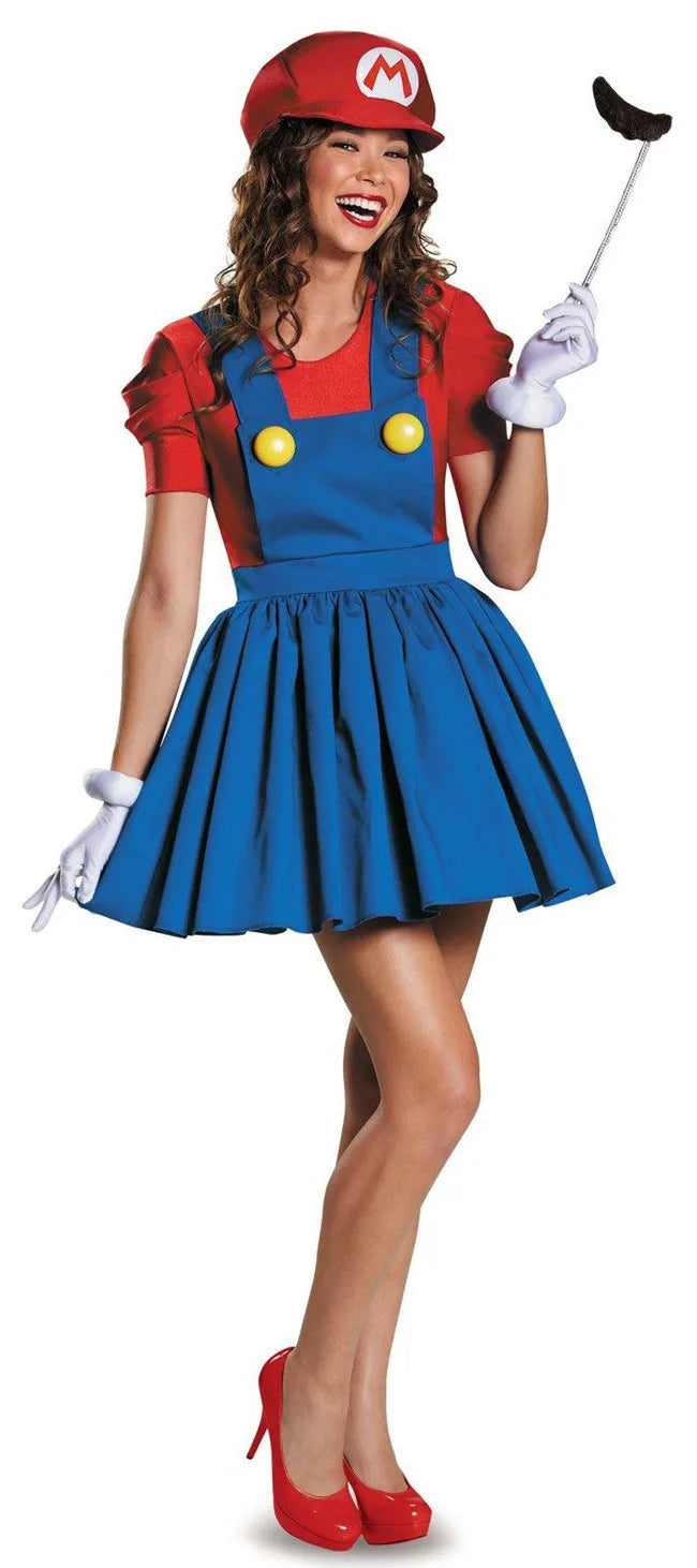 Costume Mario et Luigi Femme - Robe, Chapeau et Moustache