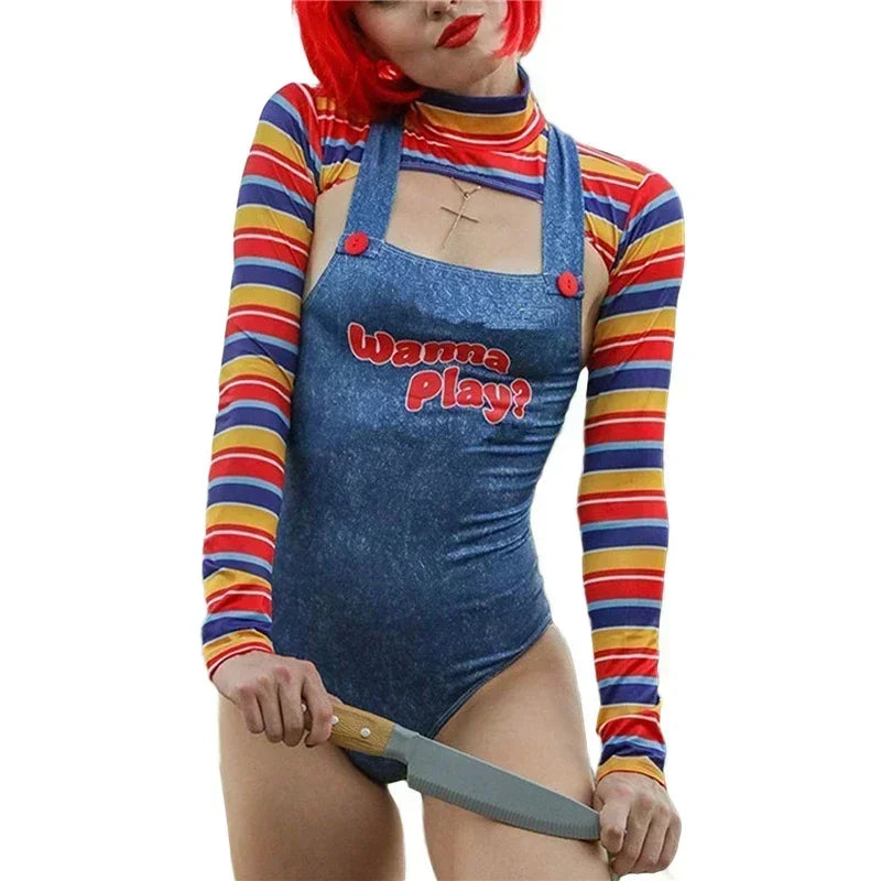 Costume Chucky Femme - Poupée Tueuse Combishort
