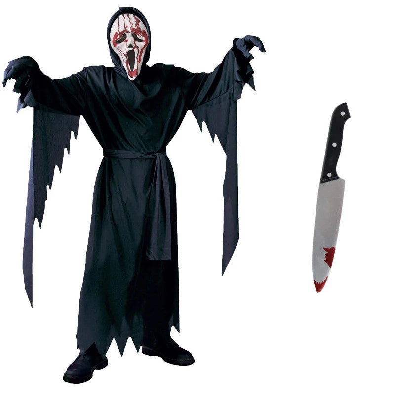 Costume Faucheuse - Robe Noire et Masque