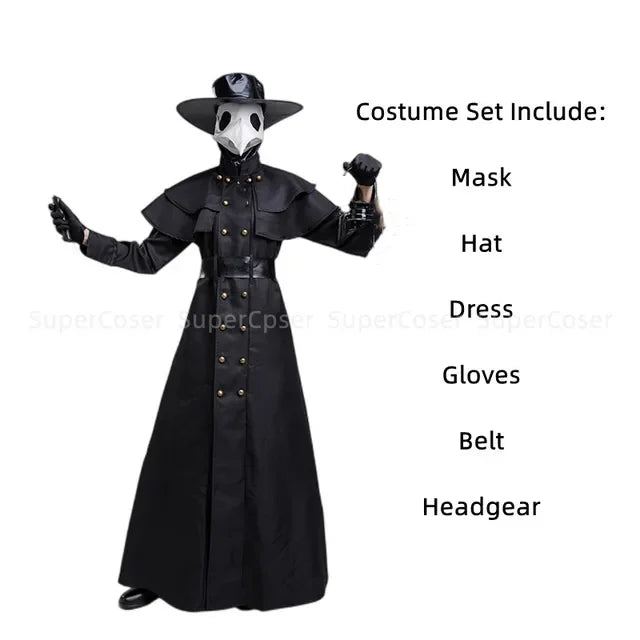 Robe Médecin de la Peste - Cape à Capuche jusqu'au 5XL