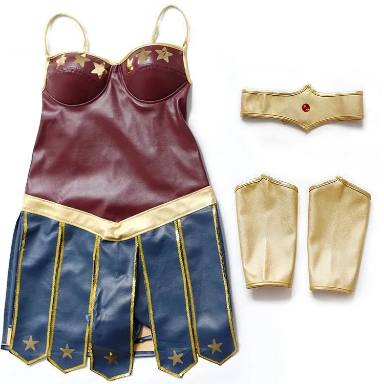 Robe Super-Héroïne Femme - Effet Cuir avec Coiffe