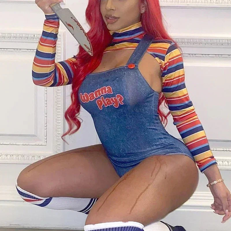 Costume Chucky Femme - Poupée Tueuse Combishort