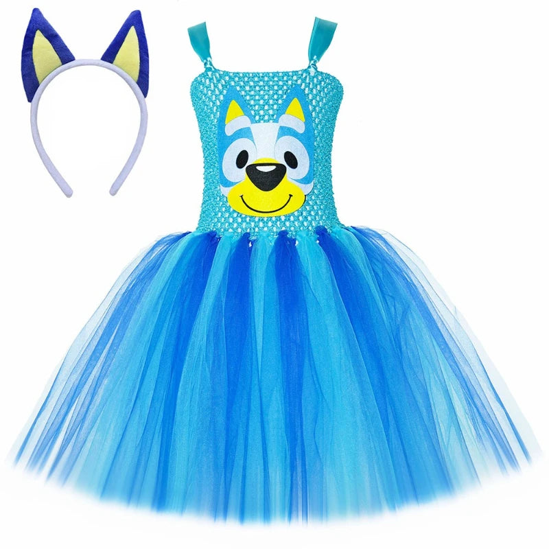 Costume Bluey Enfant - Robe Tutu à Pois