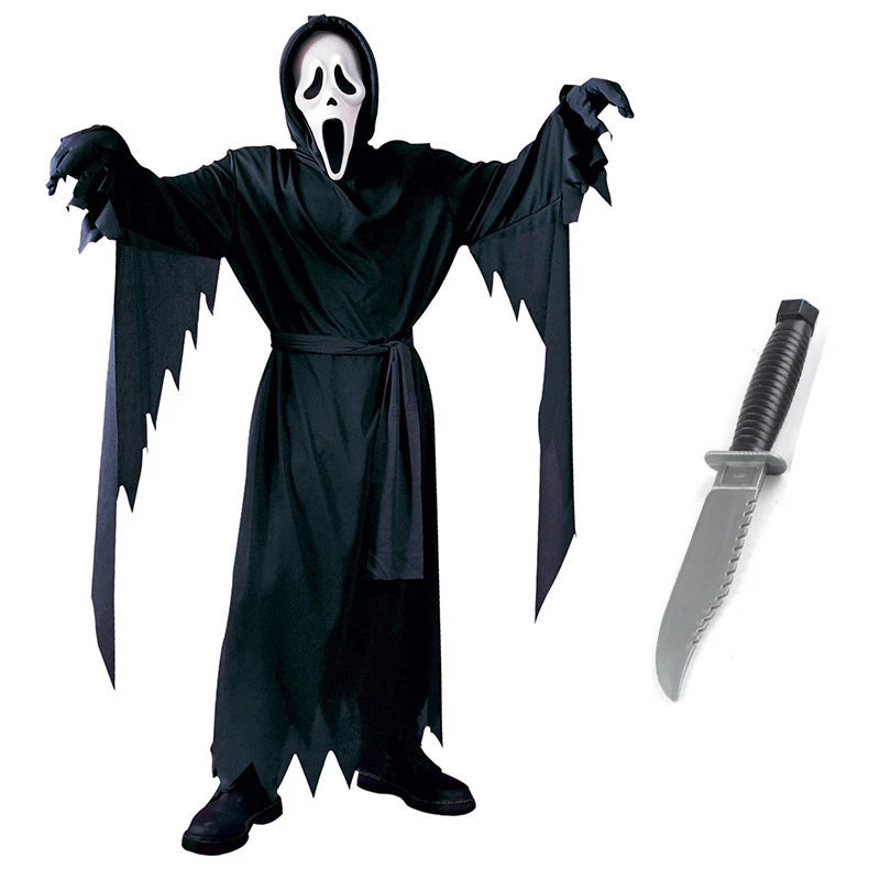 Costume Faucheuse - Robe Noire et Masque