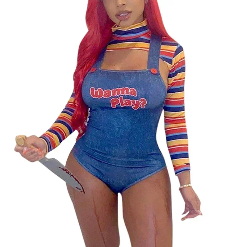 Costume Chucky Femme - Poupée Tueuse Combishort