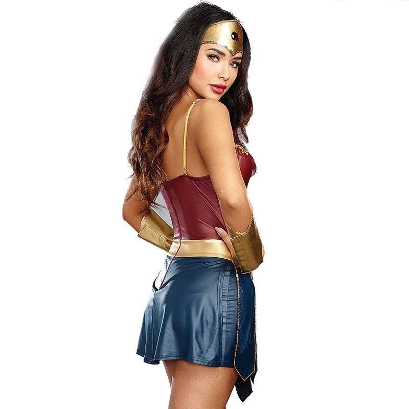 Robe Super-Héroïne Femme - Effet Cuir avec Coiffe