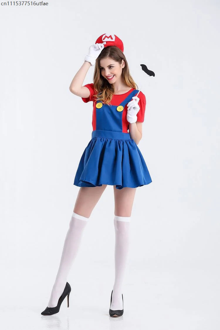 Costume Mario et Luigi Femme - Robe, Chapeau et Moustache